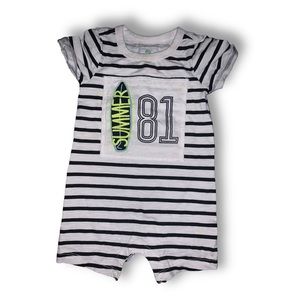 DIP Infant Short Sleeve Bodysuit Black and white striped